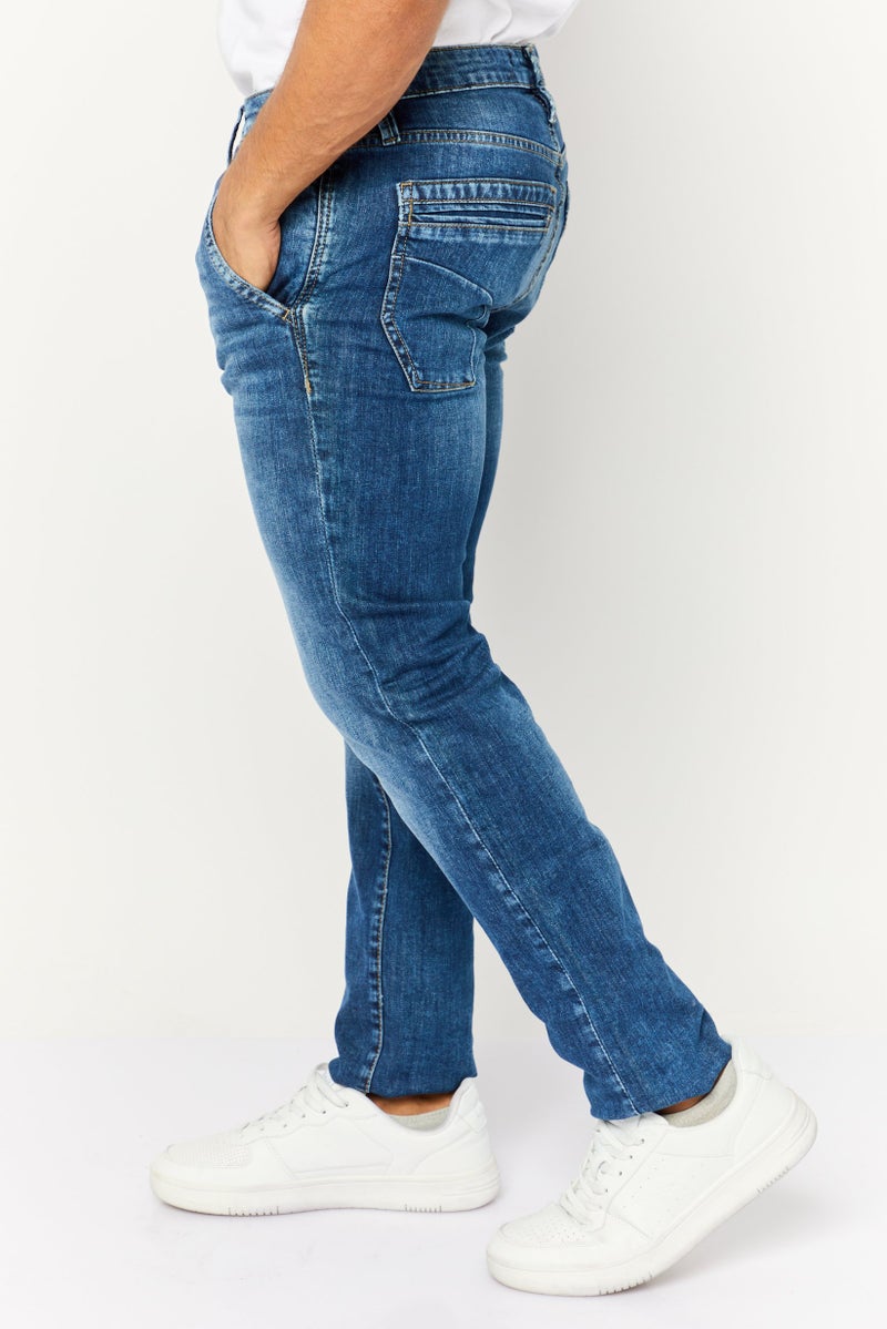 GAS جينز ألبرت للرجال بقصة ضيقة ومغسول وقابل للتمدد، أزرق - Image 3