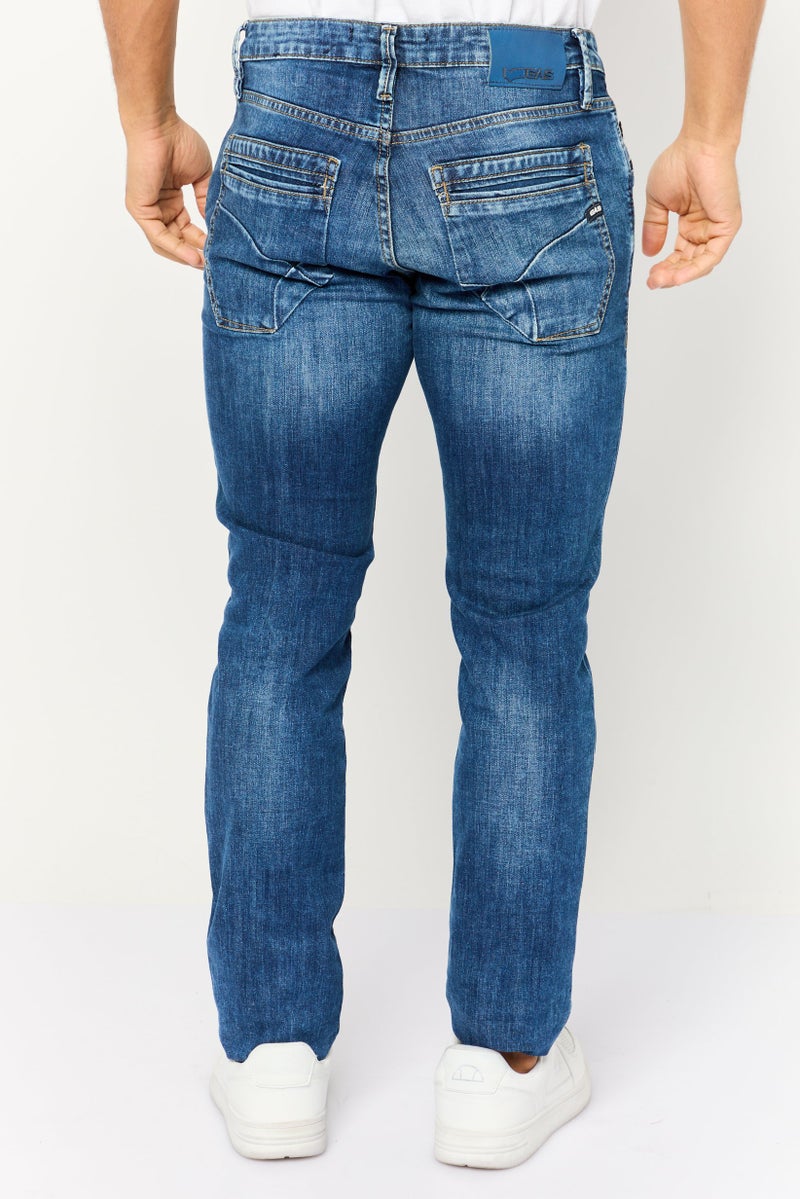 GAS جينز ألبرت للرجال بقصة ضيقة ومغسول وقابل للتمدد، أزرق - Image 4