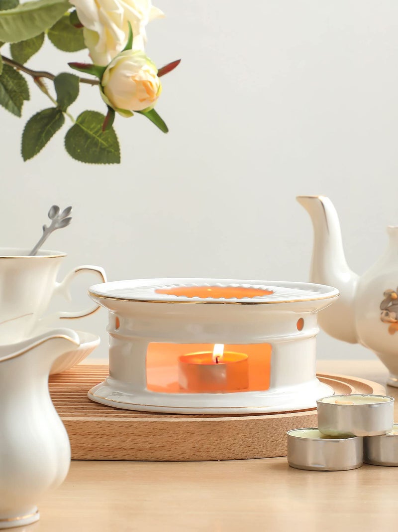 CHENP.HMC Teapot Warmers Ceramic Teapot Warmer Coffee and Milk Tea Warmer Tea Set(with Candle Hold) - Image 5