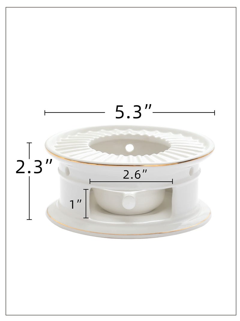 CHENP.HMC Teapot Warmers Ceramic Teapot Warmer Coffee and Milk Tea Warmer Tea Set(with Candle Hold) - Image 2