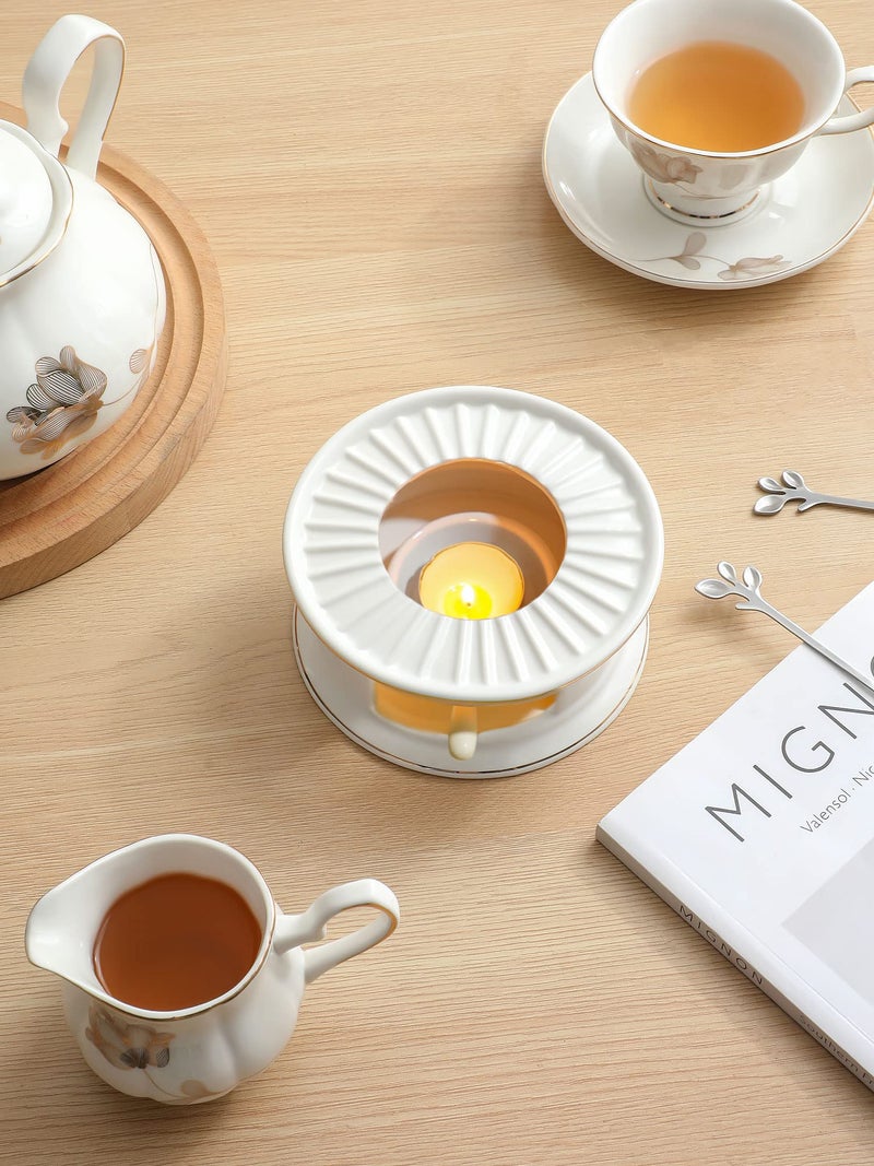 CHENP.HMC Teapot Warmers Ceramic Teapot Warmer Coffee and Milk Tea Warmer Tea Set(with Candle Hold) - Image 3