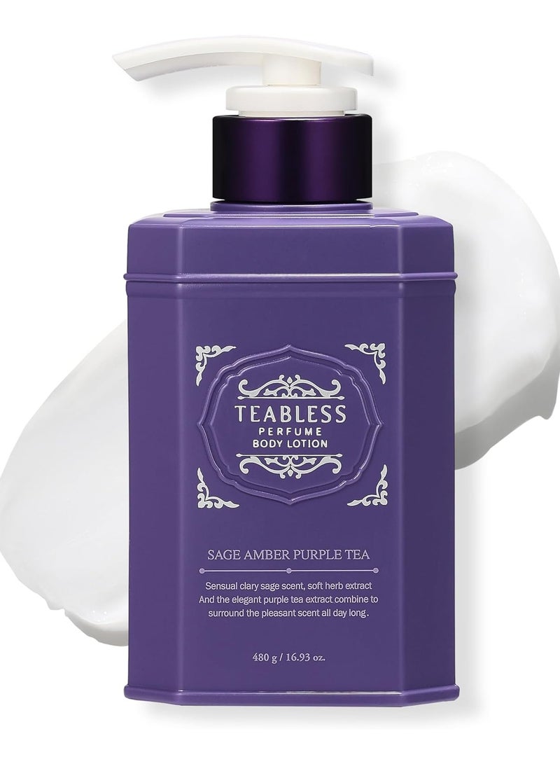 TEABLESS Sage Amber Purple Tea Perfume Body Lotion (480g) | Hydrating Daily Moisturizer | Floral Woody Scent | Korean Skincare - Image 1