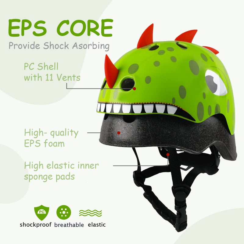 Anharluka Kids Toddler Bike Helmet, Adjustable and Multi-Sport for Child Infant Baby, 2 Sizes for Age 1-2-3-4-5 Years Boys Girls (Dinosaur, Small) - Image 2