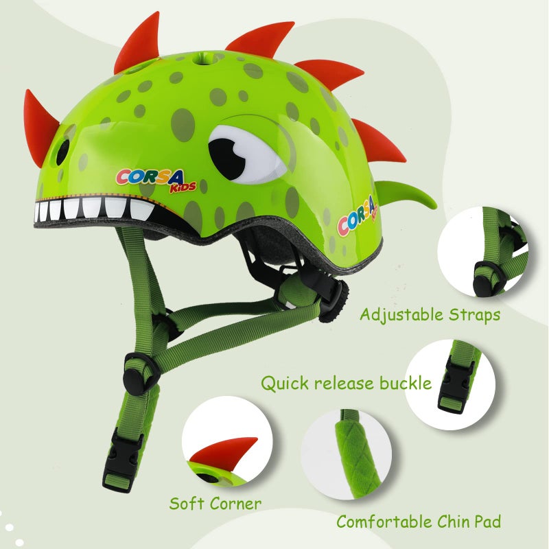 Anharluka Kids Toddler Bike Helmet, Adjustable and Multi-Sport for Child Infant Baby, 2 Sizes for Age 1-2-3-4-5 Years Boys Girls (Dinosaur, Small) - Image 3