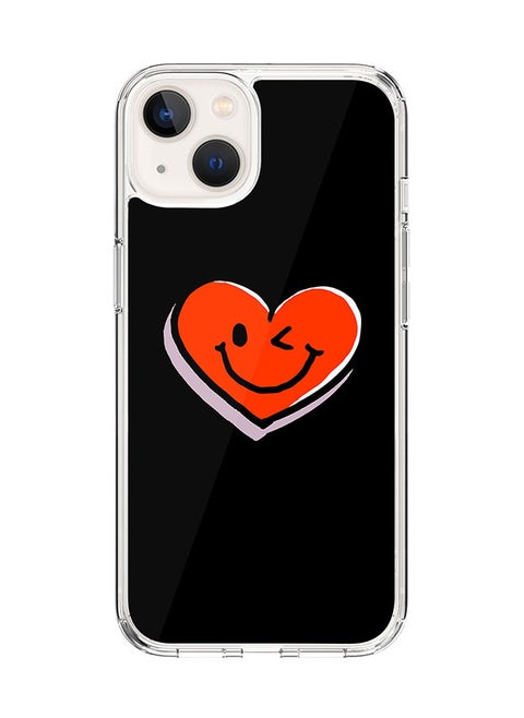 Classic Clear Case for Apple iPhone 14 Hybrid Soft Case Flexible Edges Anti Drop TPU PC Gel Thin Transparent Cover [ Designed for Apple iPhone 14 ] - Winking Heart Full Print