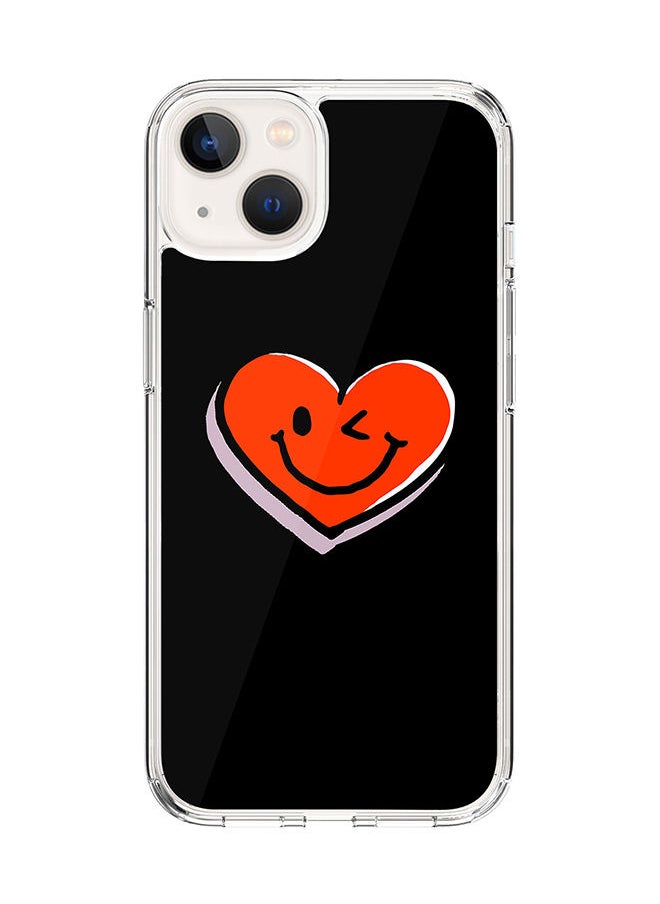 Classic Clear Case for Apple iPhone 14 Hybrid Soft Case Flexible Edges Anti Drop TPU PC Gel Thin Transparent Cover [ Designed for Apple iPhone 14 ] - Winking Heart Full Print