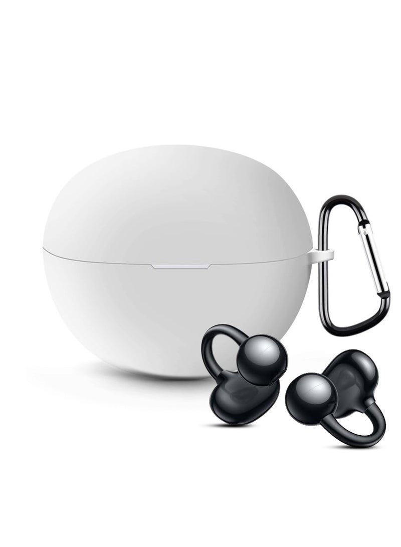 O Ozone Silicone Case Compatible with HUAWEI FreeClip, Shockproof and Scratch-Resistant Full-Body Protection Headphone Cover with Anti-Lost Keychain- White  - Image 1