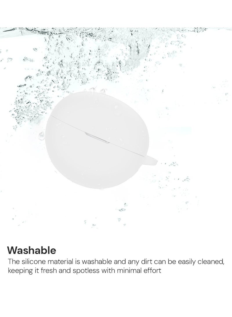 O Ozone Silicone Case Compatible with HUAWEI FreeClip, Shockproof and Scratch-Resistant Full-Body Protection Headphone Cover with Anti-Lost Keychain- White  - Image 4