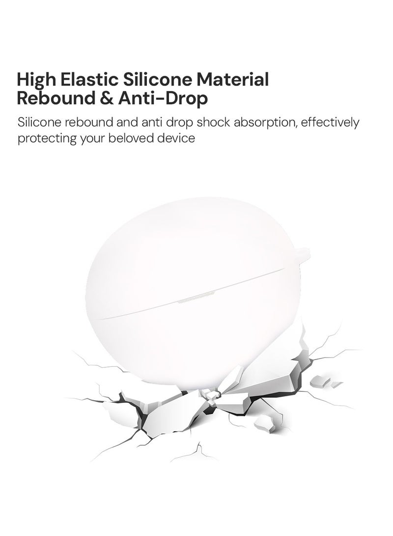O Ozone Silicone Case Compatible with HUAWEI FreeClip, Shockproof and Scratch-Resistant Full-Body Protection Headphone Cover with Anti-Lost Keychain- White  - Image 5