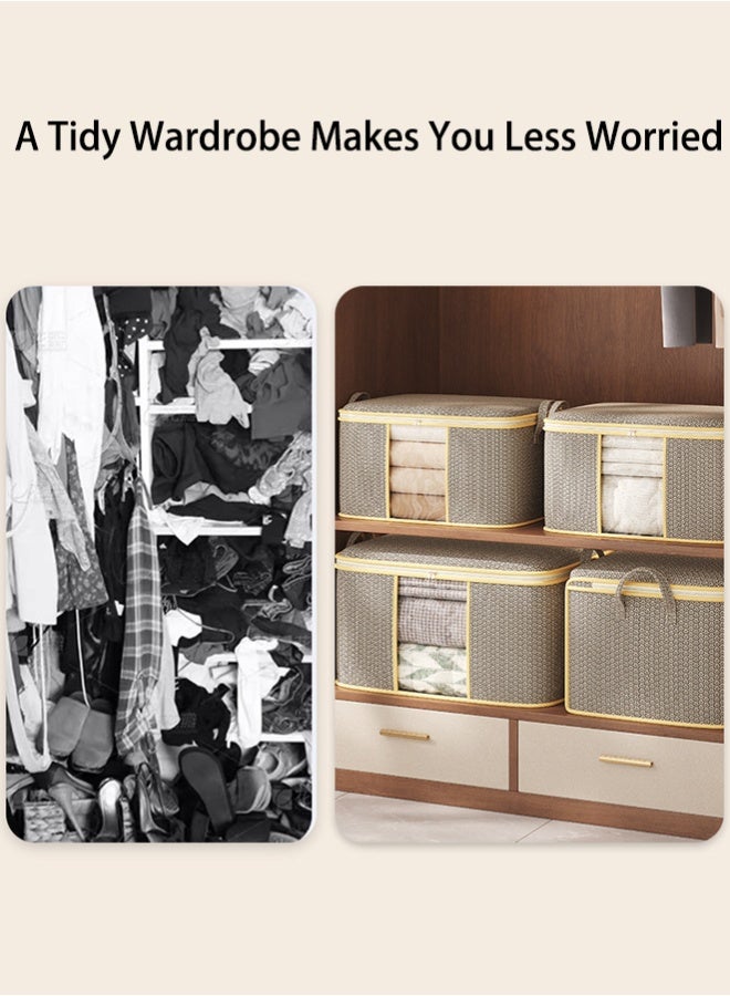 1/2/3pcs Large Storage Bags, Clothes Storage Box, Foldable Closet Organizer Storage Container With Durable Handle, Thick Fabric, Suitable For Blankets Quilts Clothes Bedding - Image 3