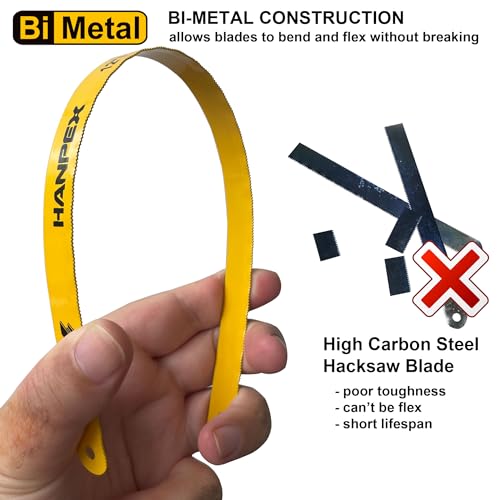 Hanpex Hacksaw Replacement Blade Sets (10 Pack) High Speed 3Pc. 18TPI / 3Pc. 24TPI / 4Pc. 32TPI- 12" Length Hack Saw Blade - Bi-Metal HSS Cutting Blades - Image 3