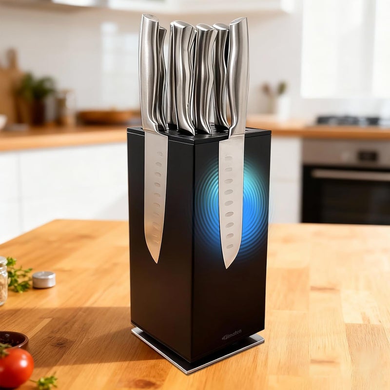 Fimaten Magnetic Knife Block 360 rotatable Stainless Steel Magnetic Knife Block Without Knives Black Magnetic Knife Holder Stand for Kitchen Utensils Universal Knife Holder for Knives Tools - Image 2