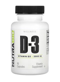 NutraBio Vitamin D 3 50 mcg 2000 IU 90 Capsules  - Image 1