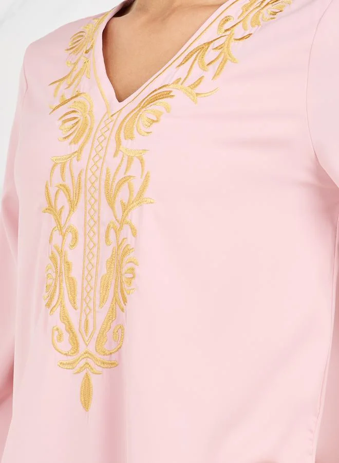 Take Two Embroidered V Neck Jalabiya