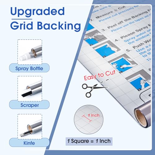 Windimiley One Way Privacy Window Film,Sun Blocking Window Film with 3 Tools, Heat & UV Blocking Window Tint Film for Home, Easy Install DIY Office Window Covering See Out Not in (17.5 x 78.7 Inch,Silver) - Image 2