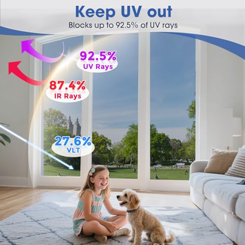 Windimiley One Way Privacy Window Film,Sun Blocking Window Film with 3 Tools, Heat & UV Blocking Window Tint Film for Home, Easy Install DIY Office Window Covering See Out Not in (17.5 x 78.7 Inch,Silver) - Image 4
