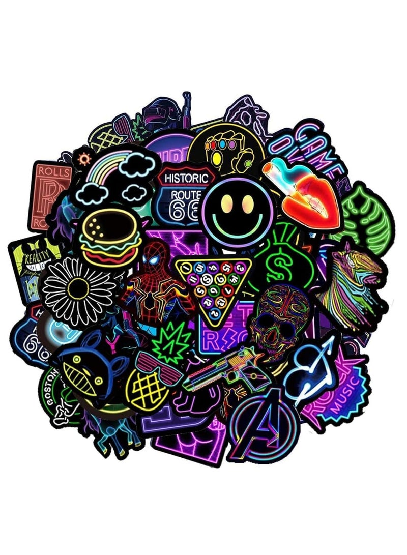 Oasisgalore 50pcs Neon Style Stickers Waterproof Vintage Pop Art Stickers for Luggage，Bicycle, Guitar, Laptop - Image 1