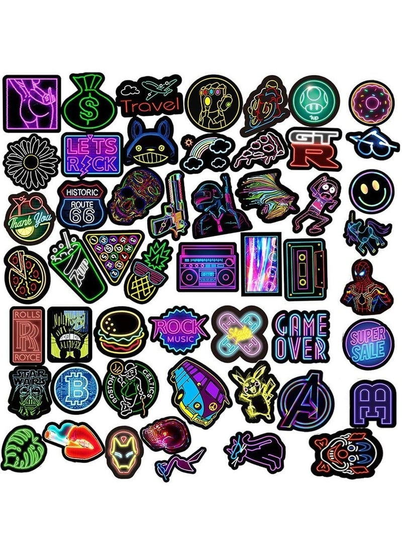 Oasisgalore 50pcs Neon Style Stickers Waterproof Vintage Pop Art Stickers for Luggage，Bicycle, Guitar, Laptop - Image 5