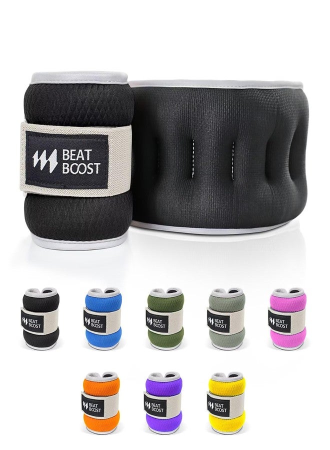 BeatBoost Ankle Wrist Weights for Women Men A Pair of 2 Lbs BeatBoost Arm Leg Weight Set with Adjustable Straps for Walking Pilates Exercise Workout Gym Aerobics Black - Image 1