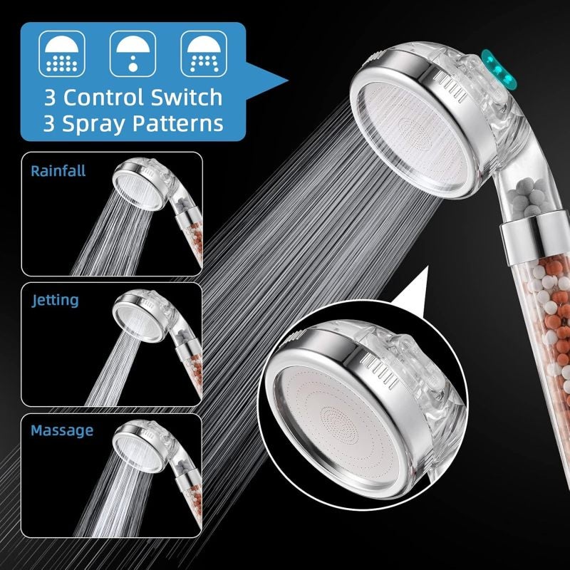 Handheld Shower Head: Lightweight ABS Material, 3 Spray Modes - Compact 240x80x20mm Size, Easy To Install for Bathroom Shower Fixtures - Image 5