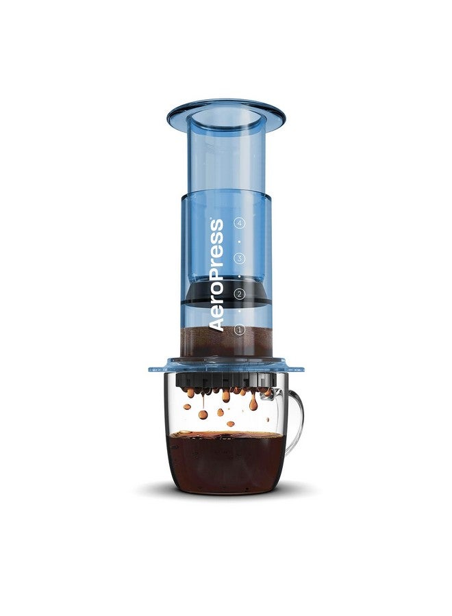AeroPress Clear Blue Coffee Press - 3 In 1 Brew Method Combines French Press, Pourover, Espresso, Full Bodied Coffee Without Grit or Bitterness, Small Portable Coffee Maker for Camping & Travel, Blue - Image 1