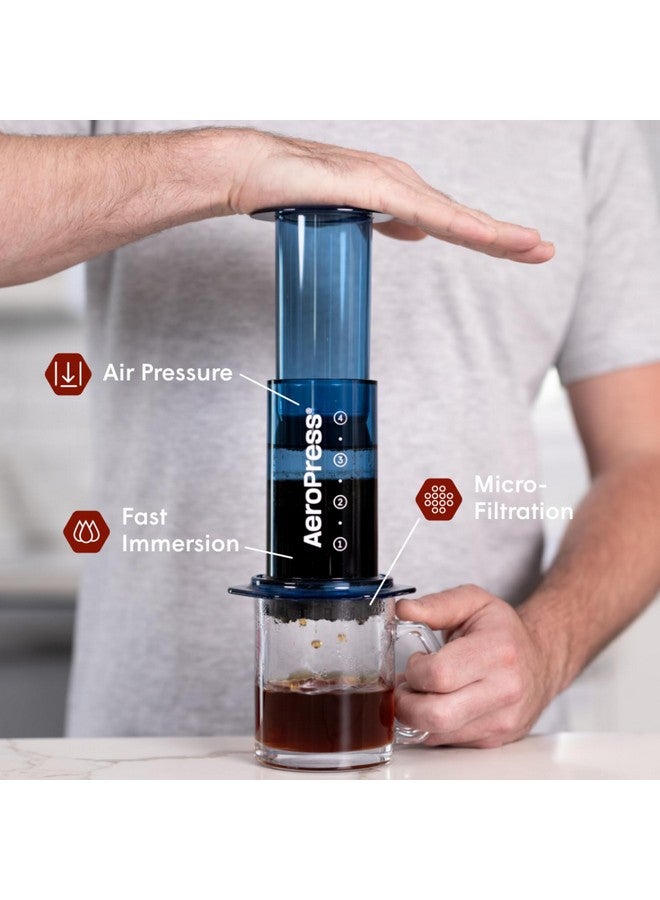 AeroPress Clear Blue Coffee Press - 3 In 1 Brew Method Combines French Press, Pourover, Espresso, Full Bodied Coffee Without Grit or Bitterness, Small Portable Coffee Maker for Camping & Travel, Blue - Image 2