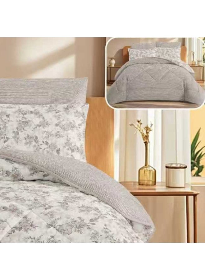 SMART HOME Summer Double Comforter Fits 200x200 cm - 6 Piece Luxury Microfiber Comforter Set, 100% Microfiber Comforter, Reversible Bedspread Set, Double Filled Bedspread Set, 6 Piece Sleeping Set (1 Filled Comforter + 1 Mattress Protector + 2 Pillowcases + 2 Square Decorative PillowCase) Bedspread Size 250x230 cm and Mattress Protector Size 200x200 cm - Image 5
