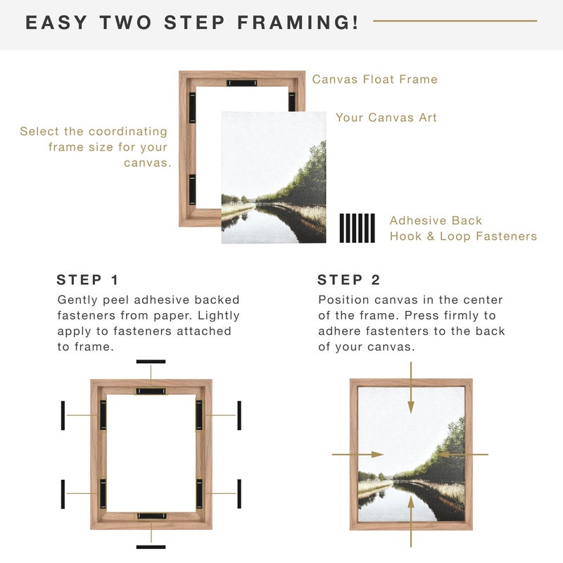 MCS Canvas Float Frames 24x30 Frame, Walnut Wood Grain for Finished Canvases, Vertical & Horizontal Wall Hanging Large with Adhesive for Canvas Paintings (1-Pack) - Image 4