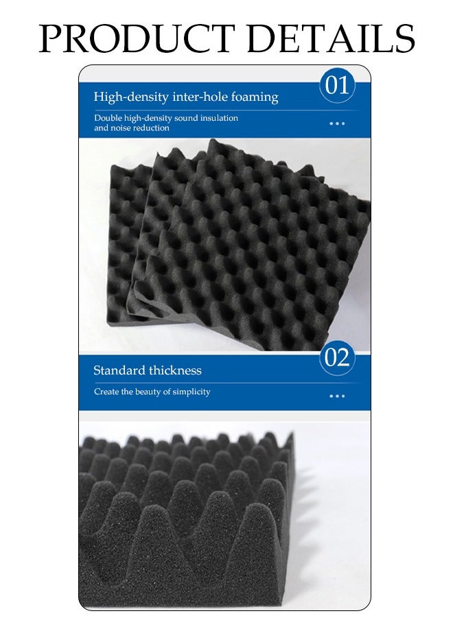 DUNISO 12 Pieces Of Sound-Absorbing Foam, Acoustic Panels,5X30X30cm, Fast Recovery Sound-Absorbing Board, Suitable For Home, Recording Studio, Soundproof Wallboard, Thickened Sound-Absorbing Foam, Soundproof Cotton, Wall, Bedroom, Piano Room, Ktv, Indoor, Self-Adhesive, Soundproof Board  - Image 3