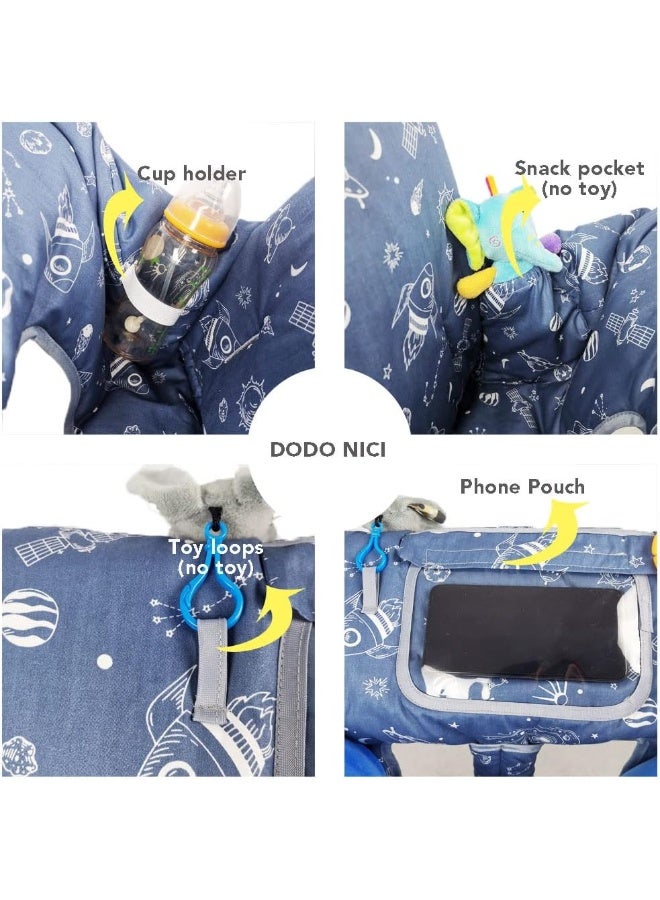 DODO NICI Shopping Cart Cover for Baby/Toddler, Cozy High Chair Cover, Blue Spaceship - Image 4