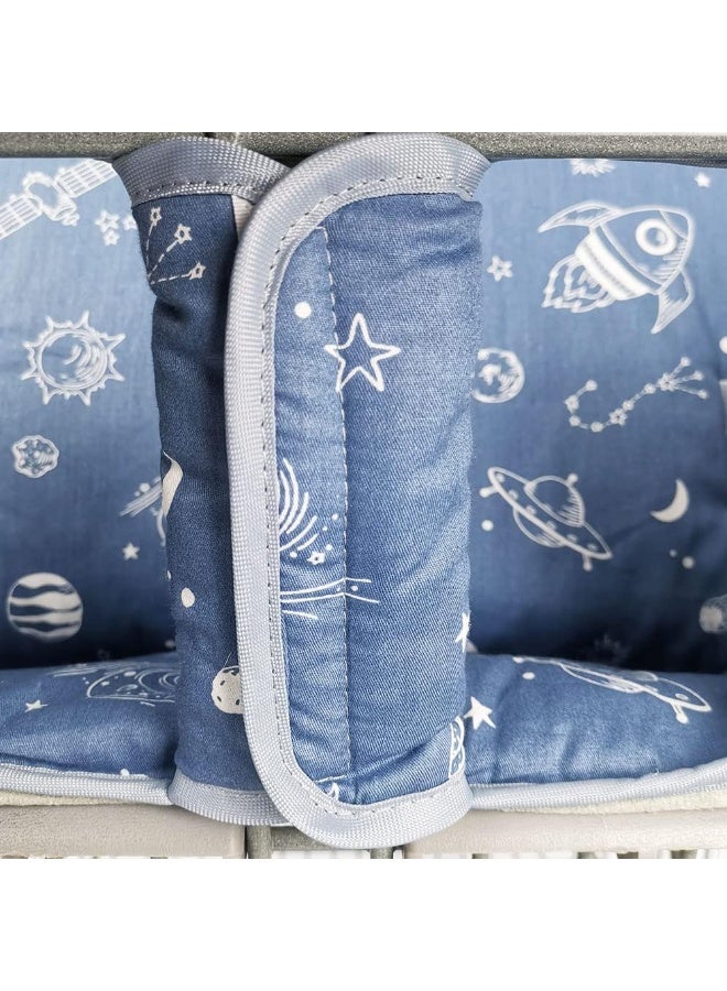 DODO NICI Shopping Cart Cover for Baby/Toddler, Cozy High Chair Cover, Blue Spaceship - Image 5
