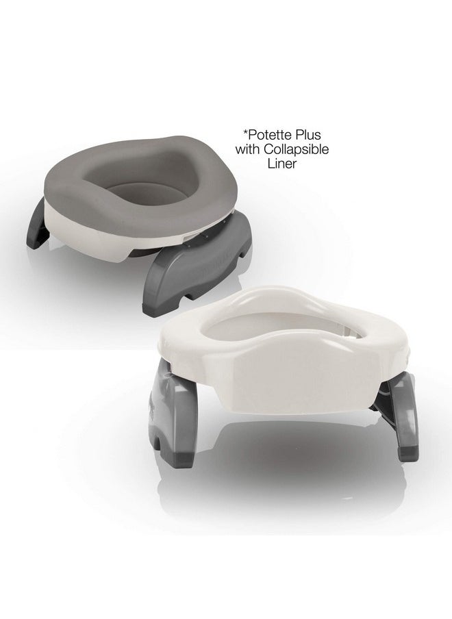 Kalencom - Potette Plus Potty Value Pack: Kalencom 2in1 Potette Plus Portable Potty and Reusable Collapsible Liner for Home Use (White/Gray) - Image 1