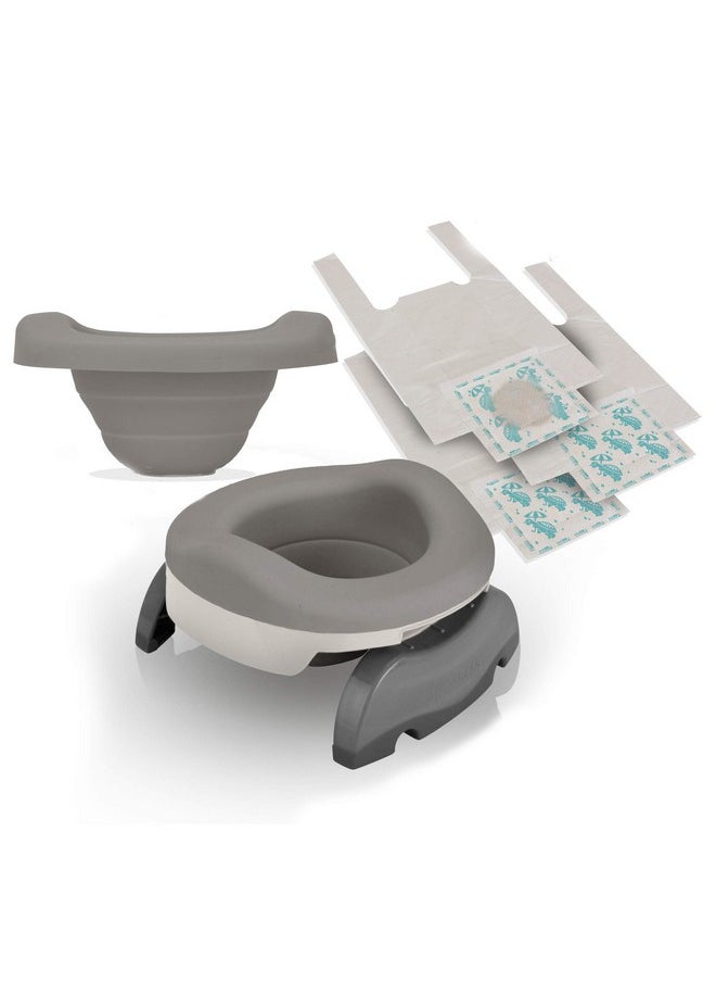 Kalencom - Potette Plus Potty Value Pack: Kalencom 2in1 Potette Plus Portable Potty and Reusable Collapsible Liner for Home Use (White/Gray) - Image 1