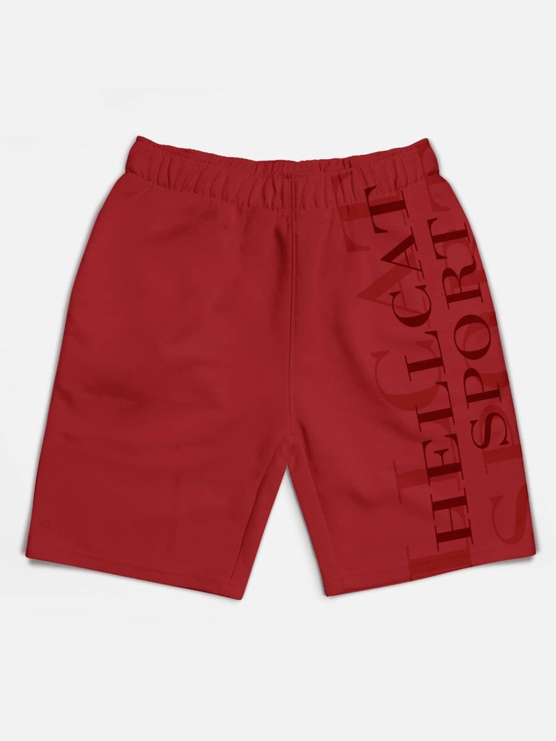 HELLCAT Pack of 5 Trendy Typographic Printed Mid Rise Shorts for Boys - Petrol Blue/Grey Melange/Maroon/Navy Blue/Grey / 11-12 Years - Image 4