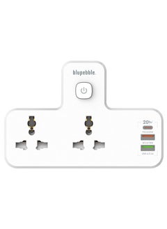 blupebble Surge Protection Wall Adapter with Night Light 20W, 2 Port, 1 PD + 1 QC3.0 + 1 USB Universal Power Socket  - Image 2