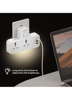 blupebble Surge Protection Wall Adapter with Night Light 20W, 2 Port, 1 PD + 1 QC3.0 + 1 USB Universal Power Socket  - Image 4
