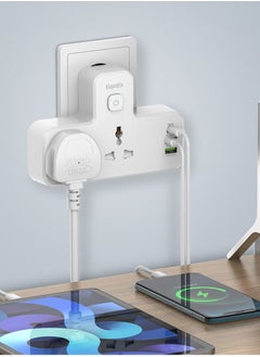 blupebble Surge Protection Wall Adapter with Night Light 20W, 2 Port, 1 PD + 1 QC3.0 + 1 USB Universal Power Socket  - Image 3