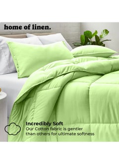Home of linens Cotton - Plain - Heavy Comforter - 3.6Kgs - Down Alternative Filling - (For Matress 160cm/180cm) - Size (230cm x 240cm) - Lime  - Image 2