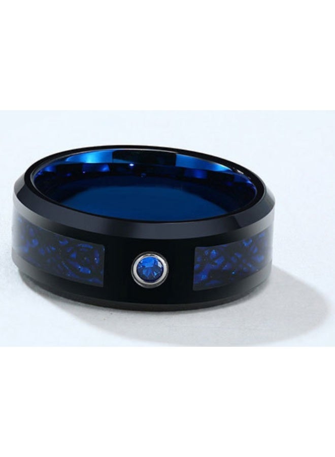 KUYING Wear Resistant Tungsten Carbide Steel Ring With Sapphire Finishing Touch - Image 2