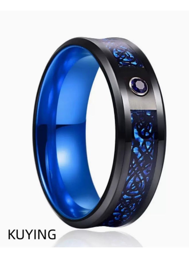 KUYING Wear Resistant Tungsten Carbide Steel Ring With Sapphire Finishing Touch - Image 3
