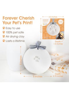 pearhead Pearhead Pet Paw Print Keepsake Ornament Kit - DIY Hanging Clay Keepsake for Dogs & Cats, Pet's First Christmas Ornament, Customized Family Ornament, 3 Ribbons  - Image 3