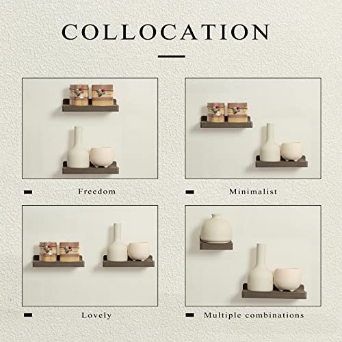 Freezing point Small Floating Shelf for Wall Set of 2 Natural Wood 8Inch Mini Wall Shelves Decor Plant Display Collectibles Mounted Kitchen Bathroom Bedroom Corner Decorative Storage Tiny Stand Coffee - Image 2