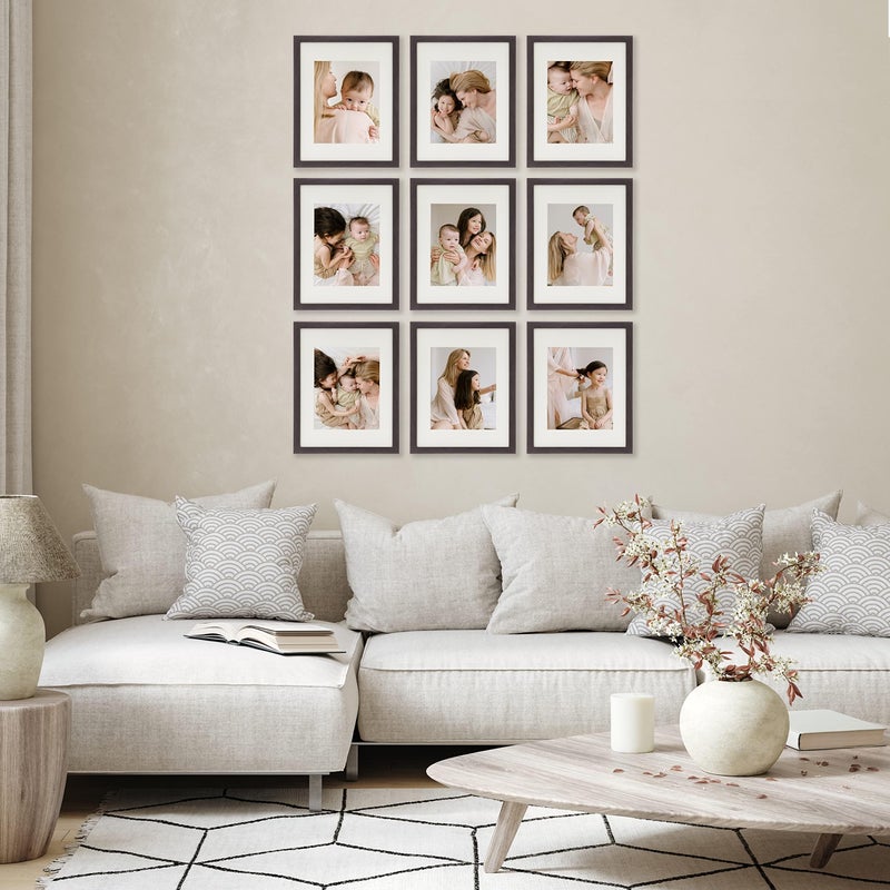 Sheffield Home 9 Piece Gallery Wall Frame Set, 11x14 Inch, Dark Oak - Image 2