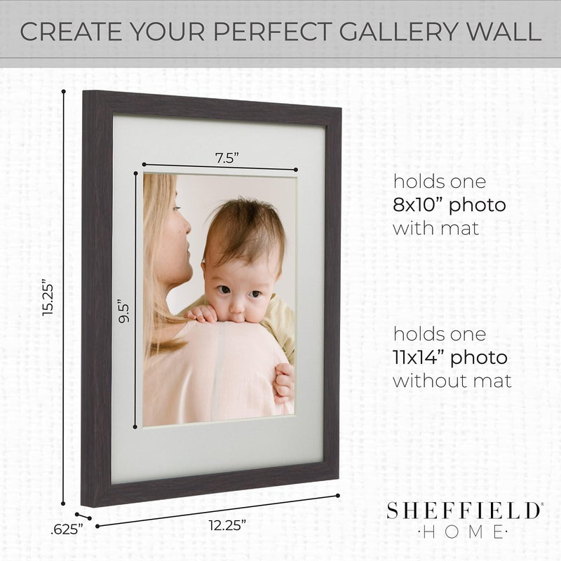 Sheffield Home 9 Piece Gallery Wall Frame Set, 11x14 Inch, Dark Oak - Image 3