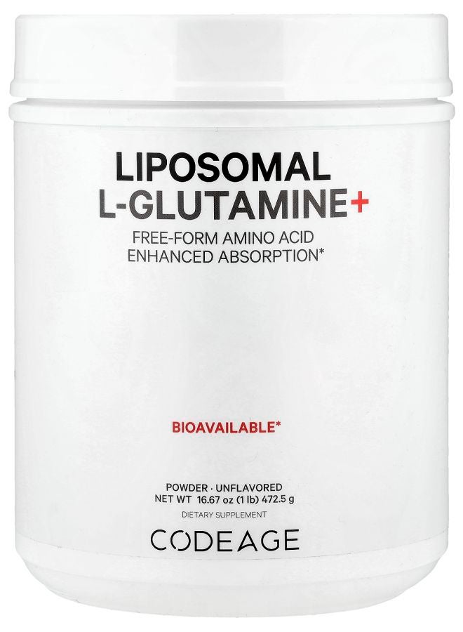 Codeage Liposomal L-Glutamine+ Powder Unflavored 16.67 oz (472.5 g) - Image 1