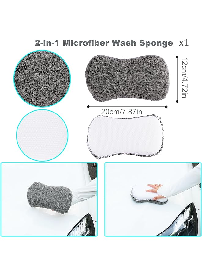 KASTWAVE Car Cleaning Tools Kit, Complete Car Detailing Set With Tire Brush, Polishing Towel, Wash Sponge, Microfiber Cleaning Mitt, And Towels, Essential For Car Wash And Detailing (Black) - Image 3