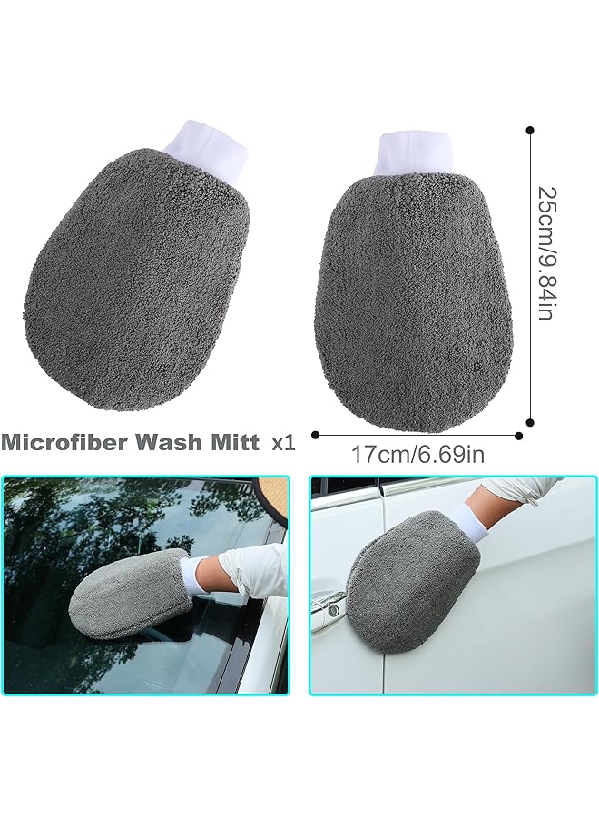 KASTWAVE Car Cleaning Tools Kit, Complete Car Detailing Set With Tire Brush, Polishing Towel, Wash Sponge, Microfiber Cleaning Mitt, And Towels, Essential For Car Wash And Detailing (Black) - Image 4