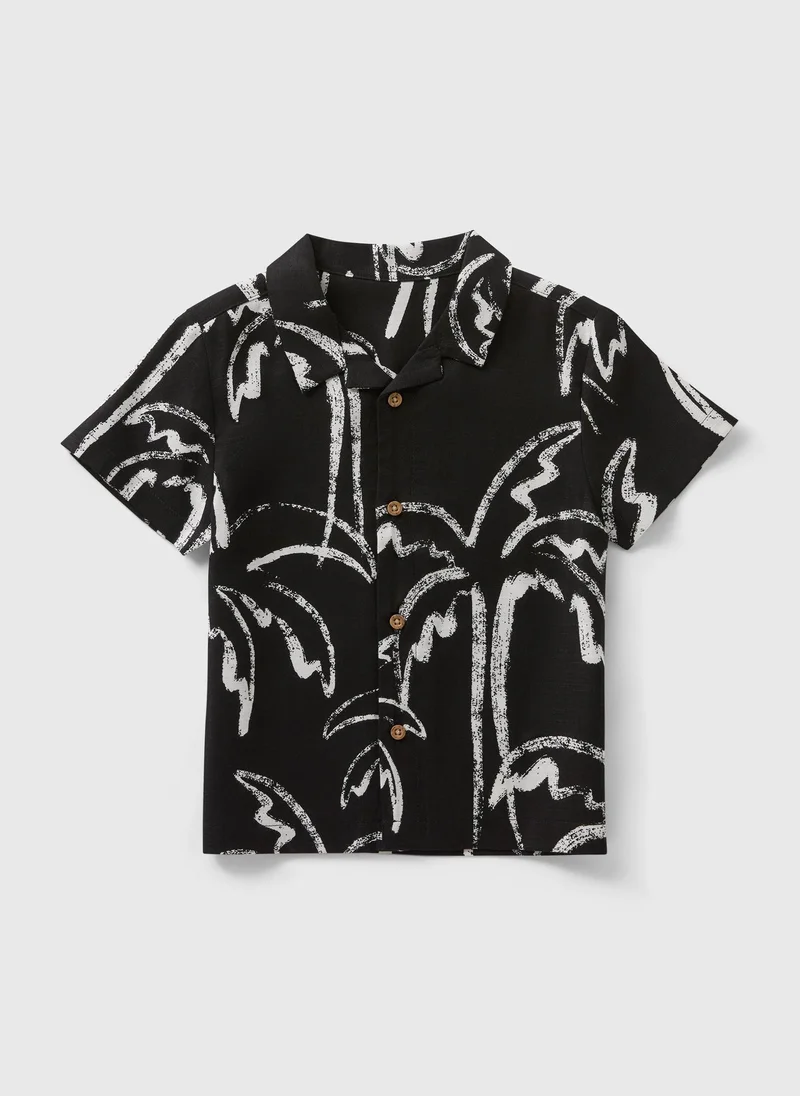 Matalan Boys Black Mono Palm Shirt