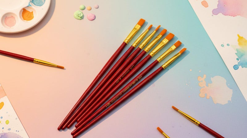 polo Synthetic Hair Flat Brushes 3 | Pack of 10 | Premium Fine Edge Paintbrush Set for Acrylic, Wate - Image 2