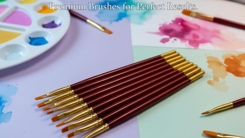 polo Synthetic Hair Flat Brushes 3 | Pack of 10 | Premium Fine Edge Paintbrush Set for Acrylic, Wate - Image 4